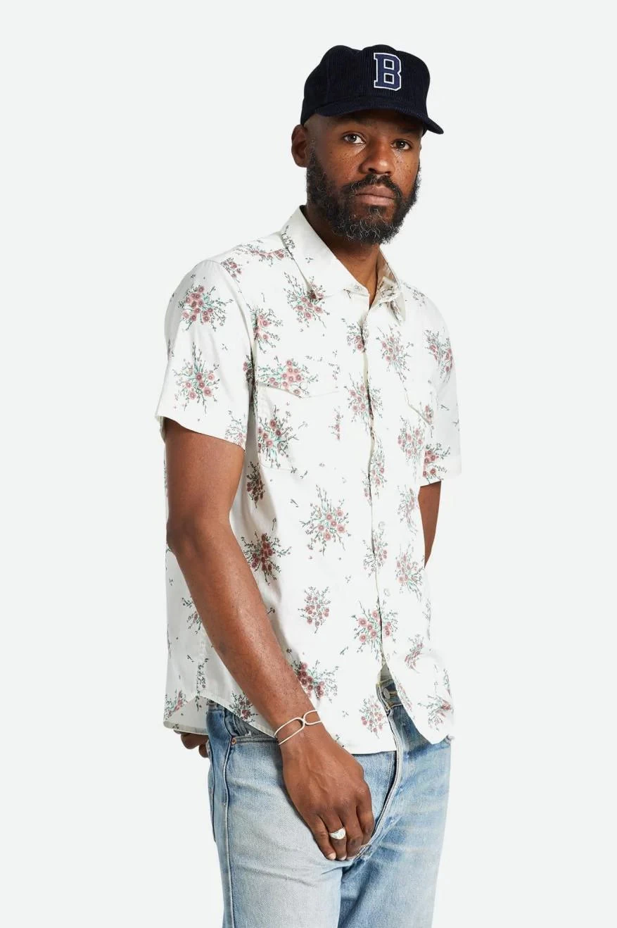 Brixton Wayne Short Sleeve Woven Shirt Off White Wild Floral - Image 2