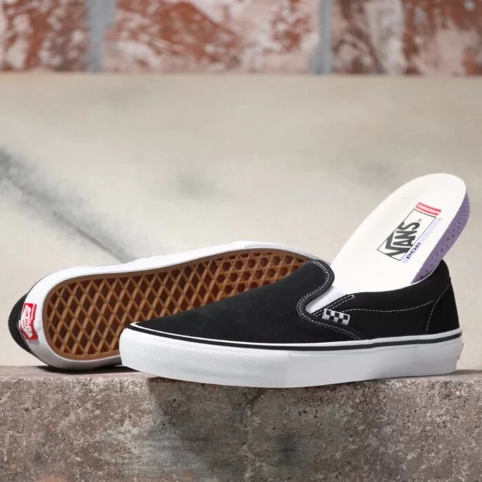Vans Skate Slip-On Shoes Black White - Image 5