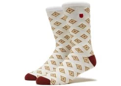 Brixton Done Proper Knit Socks Off White/Dark Brick