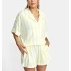 RVCA Beach Night Top Women's Short Sleeve Shirt Dust Yellow