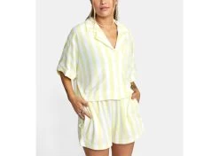 RVCA Beach Night Top Women's Short Sleeve Shirt Dust Yellow