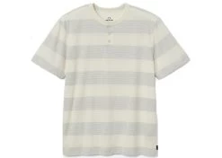 Brixton T-shirt S/S Henley Knit Off Hilt Stripe Blanc Ardoise Bleu