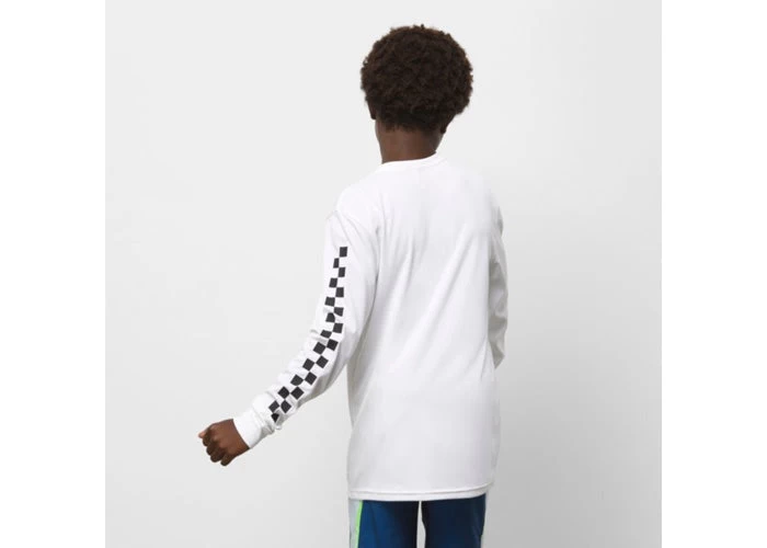 Vans Classic Checker Kid's Long Sleeve Tee White/Black - Image 2