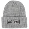 Welcome Scrawl Beanie Heather Grey